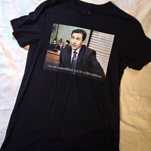 4/$26bThe Office Black Graphic T- Shirt with Michael Scott Quote Print